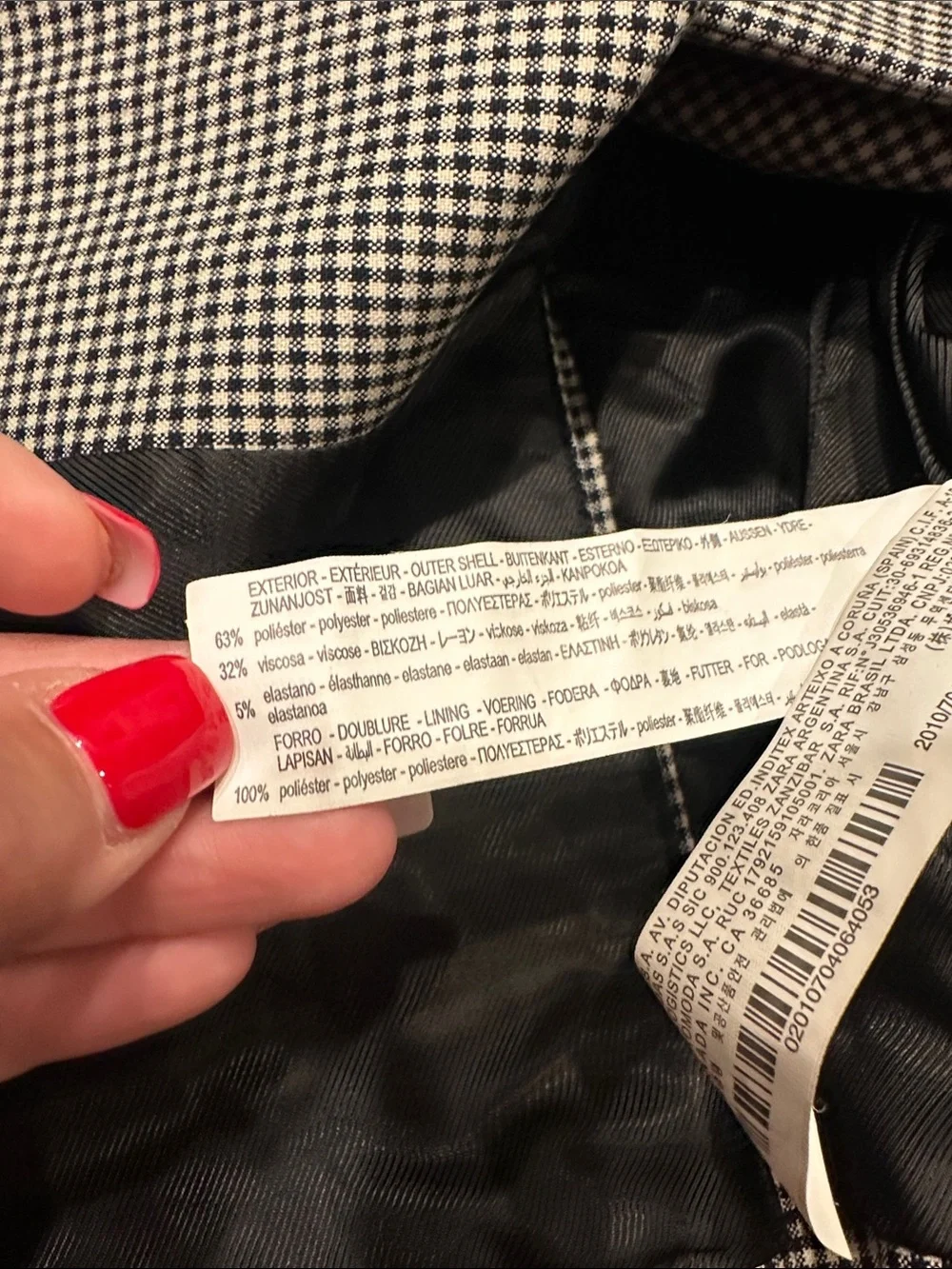 Zara Gingham Double Breasted Blazer